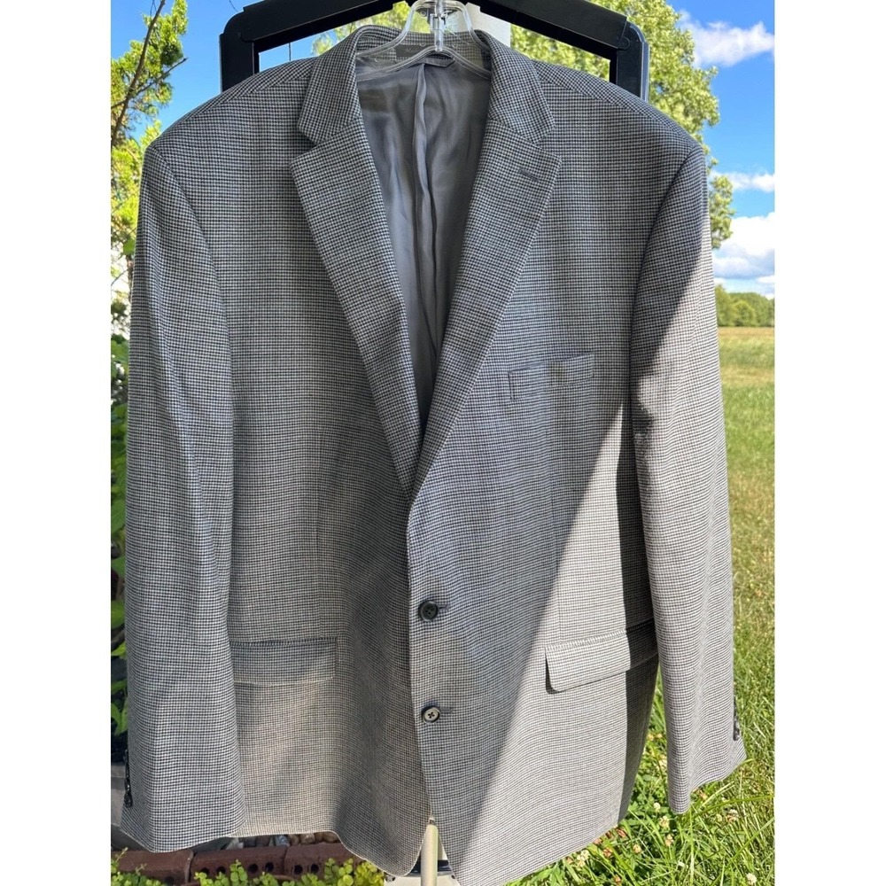 Lauren Ralph Lauren Men's 52L Blazer‎ Sport Coat Houndstooth Grey Black 52 Long